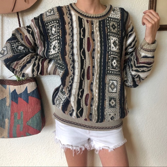 Vintage Sweaters - Vintage 90s Oversize & Textured Hip Hop Sweater